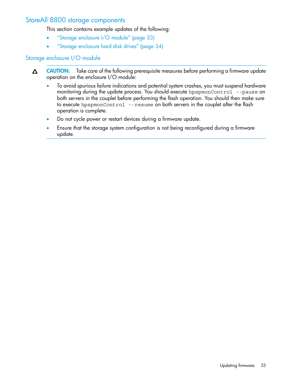 Storeall 8800 storage components, Storage enclosure i/o module | HP StoreAll Storage User Manual | Page 33 / 93