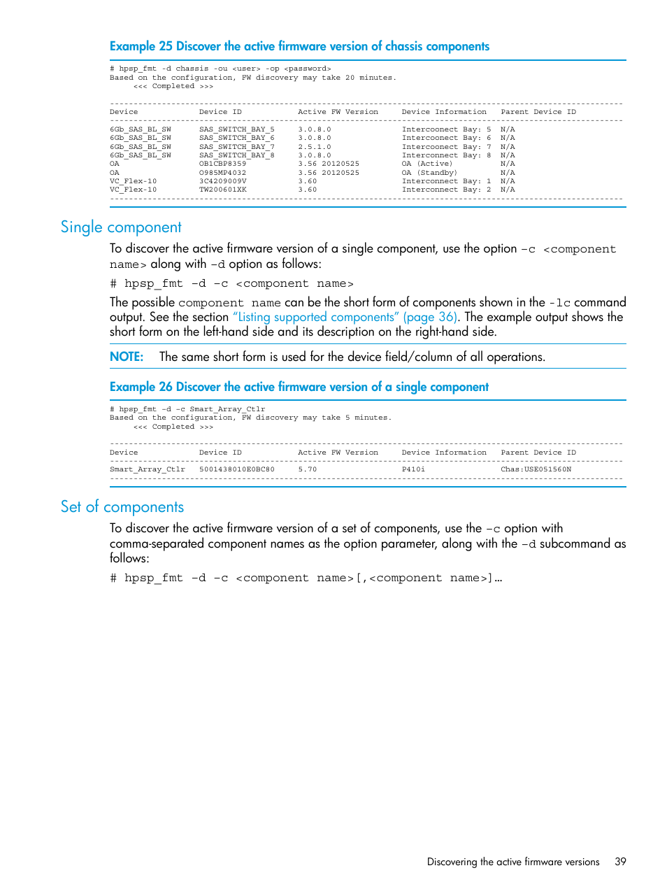 Single component, Set of components, Single component set of components | HP StoreAll Storage User Manual | Page 39 / 93