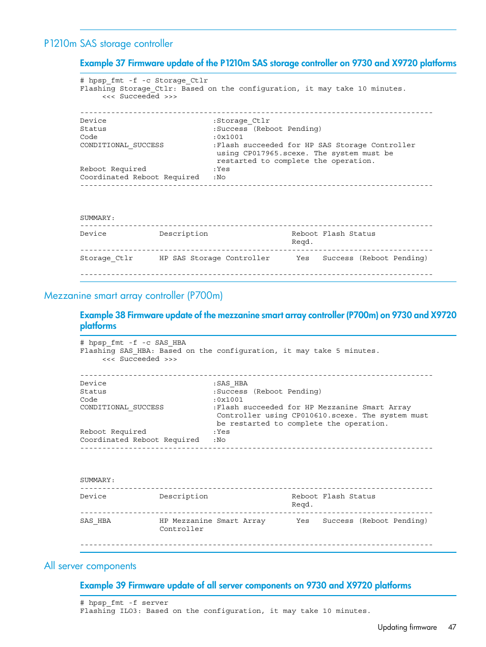 P1210m sas storage controller, Mezzanine smart array controller (p700m), All server components | HP StoreAll Storage User Manual | Page 47 / 93