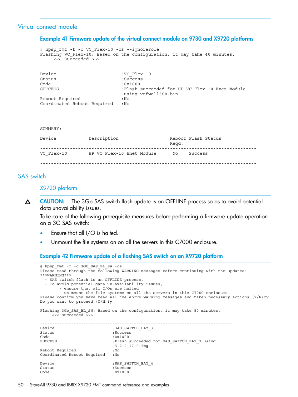 Virtual connect module, Sas switch, X9720 platform | Virtual connect module sas switch | HP StoreAll Storage User Manual | Page 50 / 93