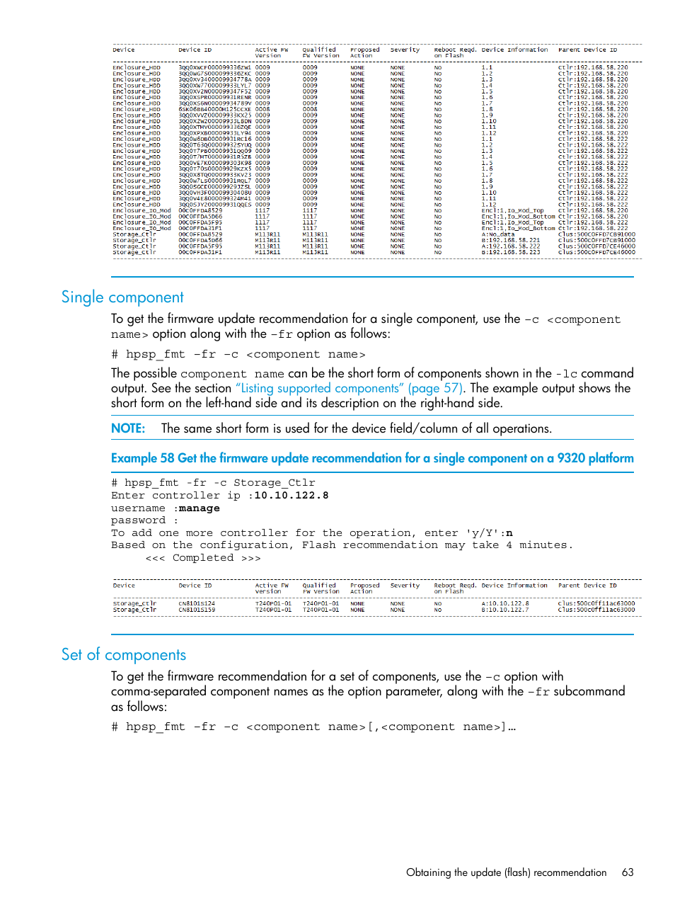 Single component, Set of components, Single component set of components | HP StoreAll Storage User Manual | Page 63 / 93