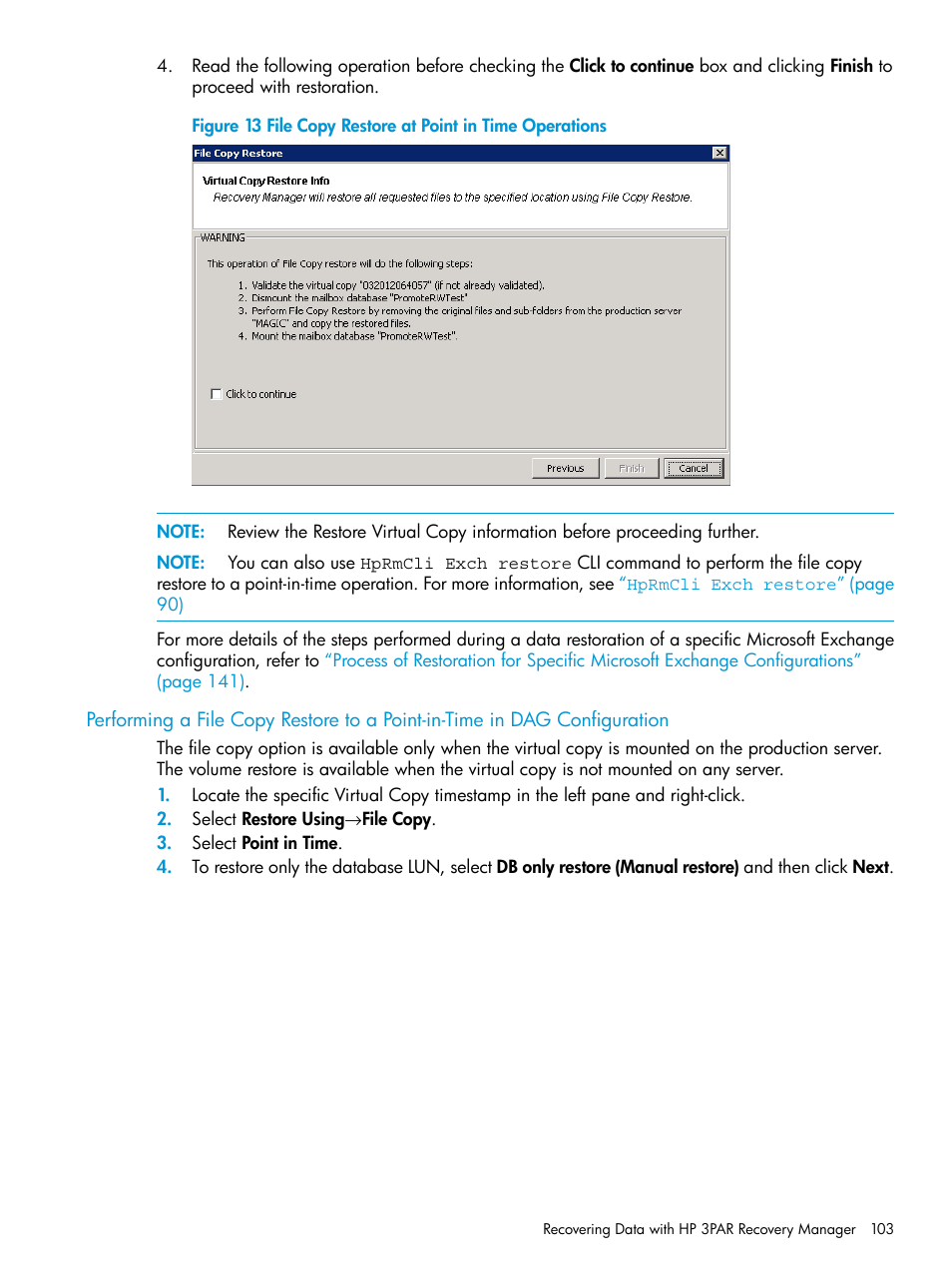 HP 3PAR Recovery Manager Software User Manual | Page 103 / 176