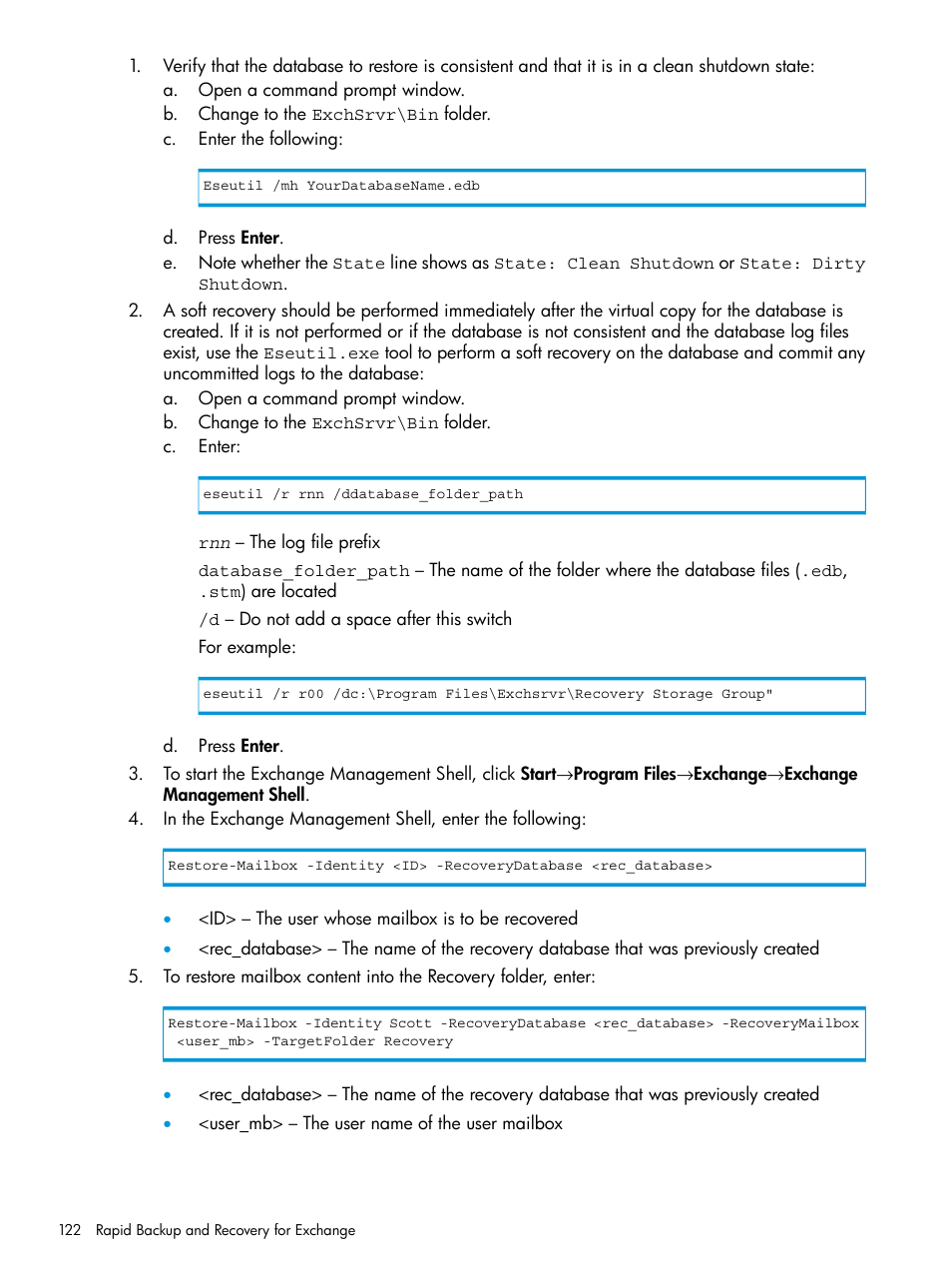 HP 3PAR Recovery Manager Software User Manual | Page 122 / 176