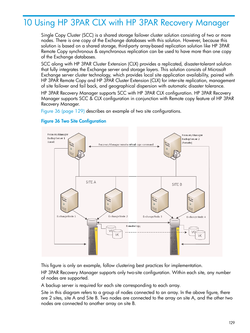 10 using hp 3par clx with hp 3par recovery manager | HP 3PAR Recovery Manager Software User Manual | Page 129 / 176