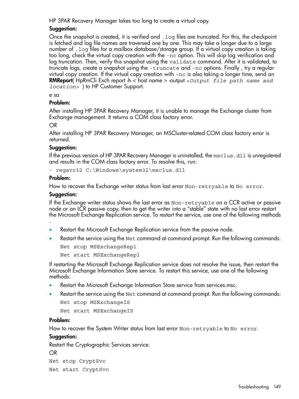 HP 3PAR Recovery Manager Software User Manual | Page 149 / 176