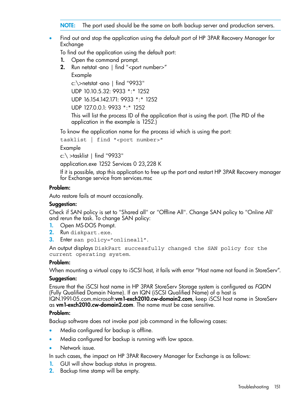 HP 3PAR Recovery Manager Software User Manual | Page 151 / 176