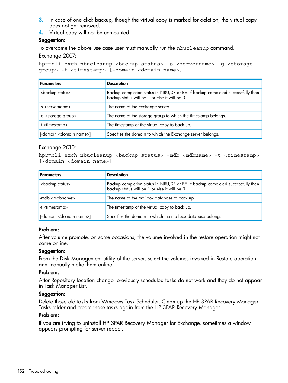 HP 3PAR Recovery Manager Software User Manual | Page 152 / 176