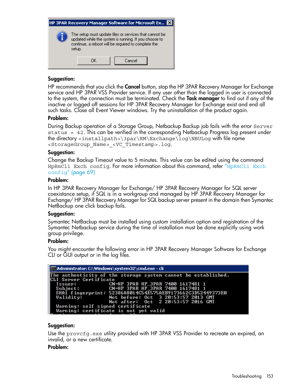 HP 3PAR Recovery Manager Software User Manual | Page 153 / 176