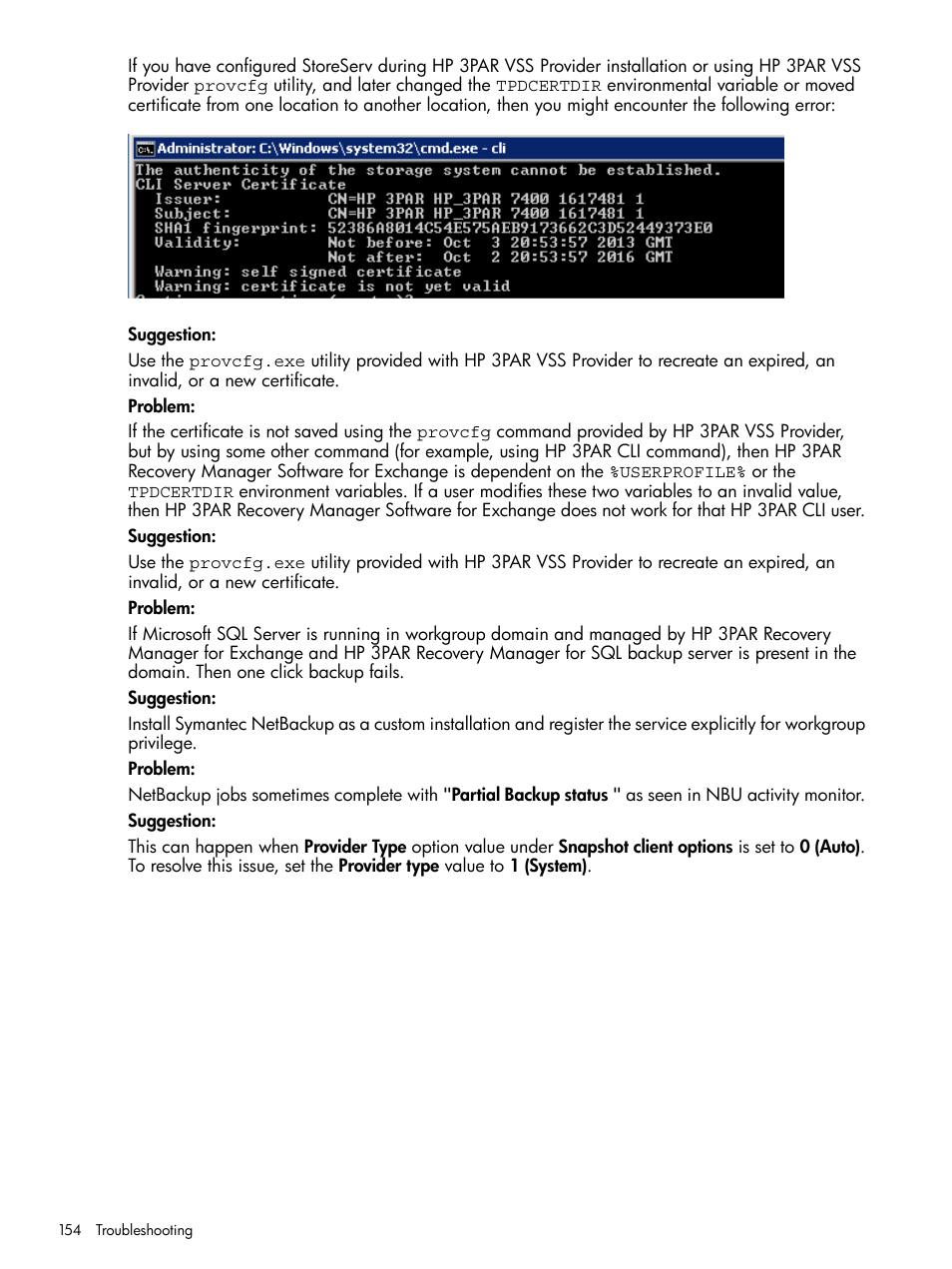 HP 3PAR Recovery Manager Software User Manual | Page 154 / 176