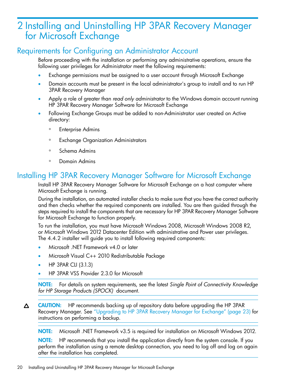 HP 3PAR Recovery Manager Software User Manual | Page 20 / 176