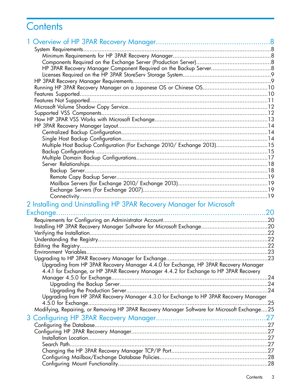 HP 3PAR Recovery Manager Software User Manual | Page 3 / 176