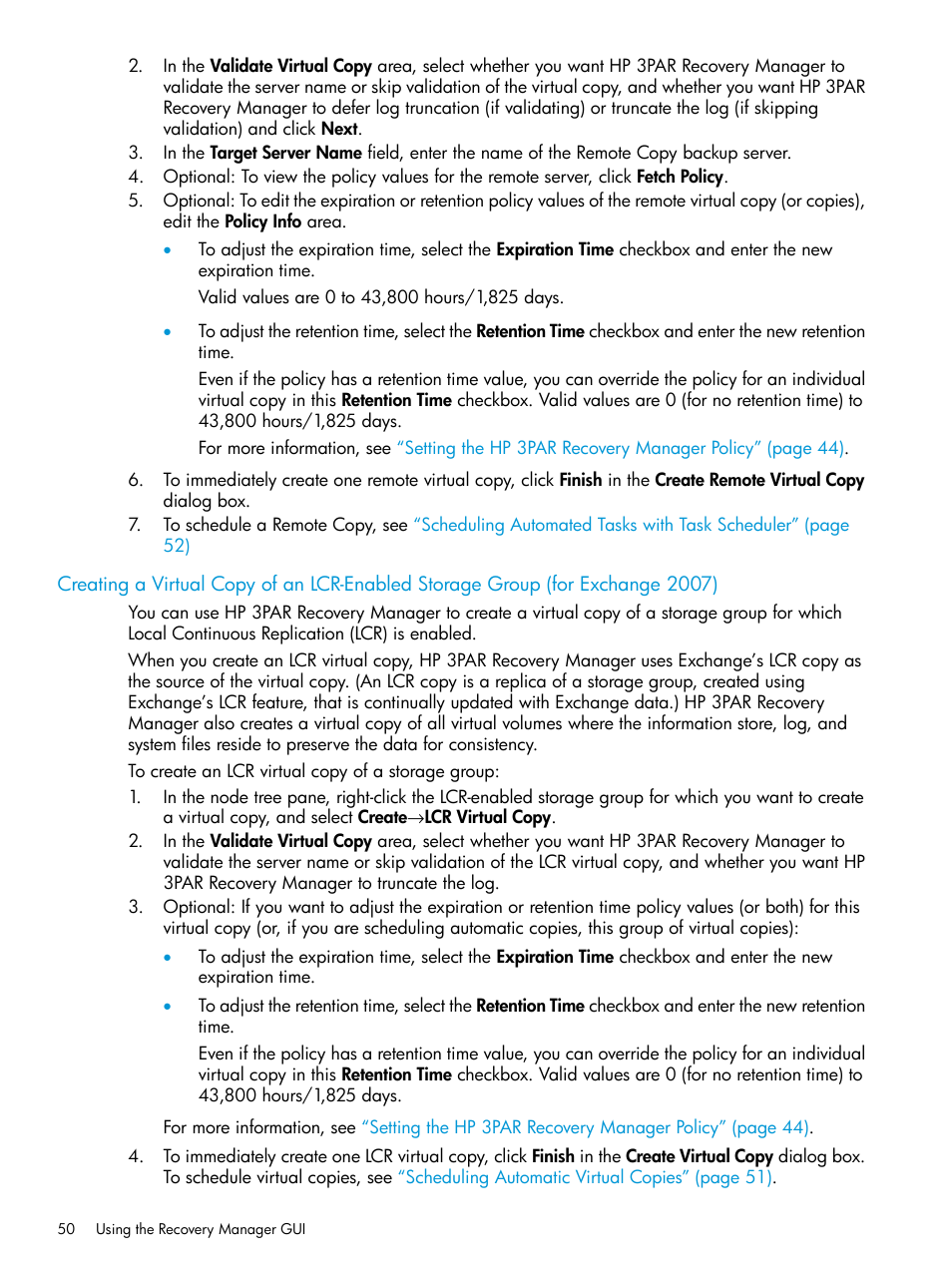 HP 3PAR Recovery Manager Software User Manual | Page 50 / 176