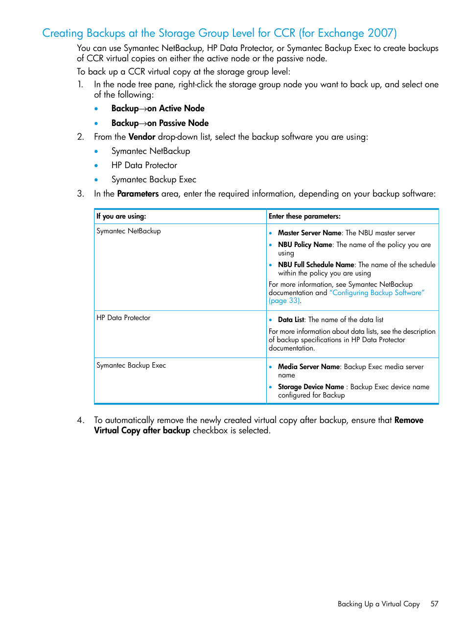 HP 3PAR Recovery Manager Software User Manual | Page 57 / 176