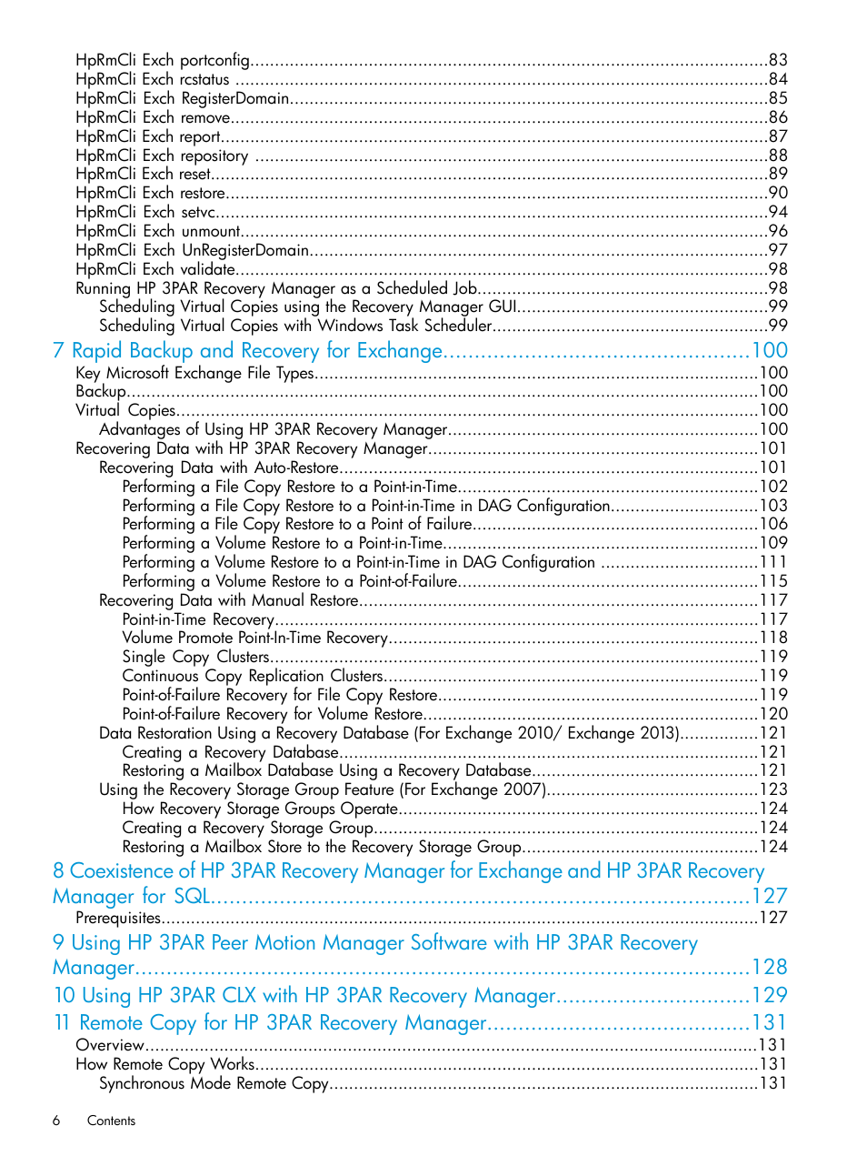 7 rapid backup and recovery for exchange | HP 3PAR Recovery Manager Software User Manual | Page 6 / 176