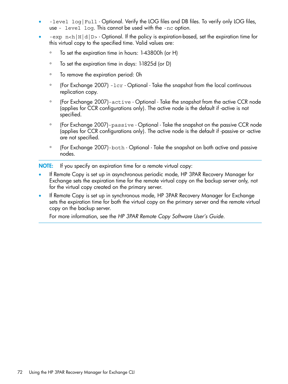 HP 3PAR Recovery Manager Software User Manual | Page 72 / 176