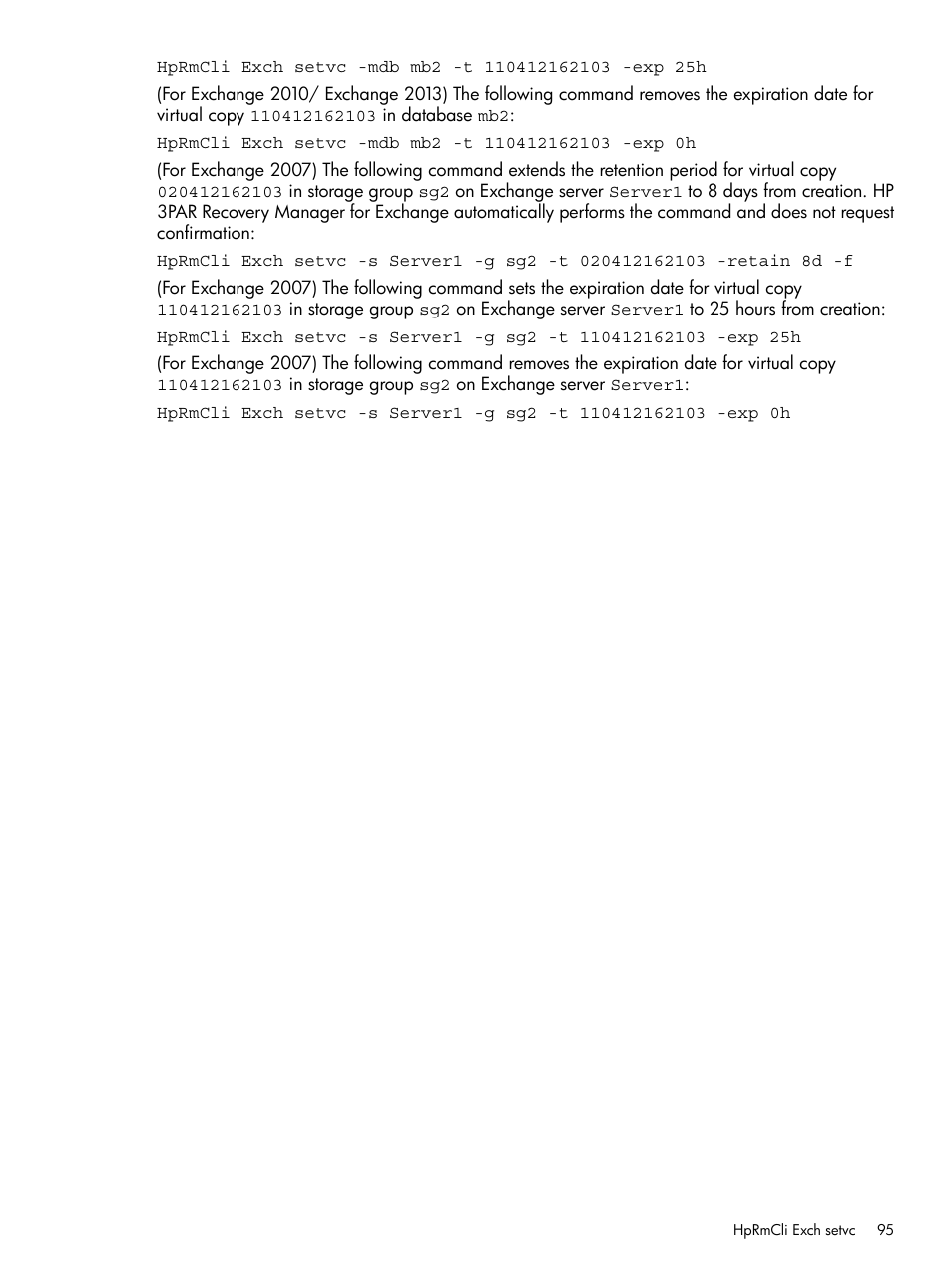HP 3PAR Recovery Manager Software User Manual | Page 95 / 176
