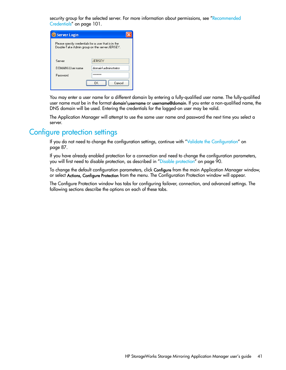 Configure protection settings | HP Storage Mirroring V5 Software User Manual | Page 51 / 132