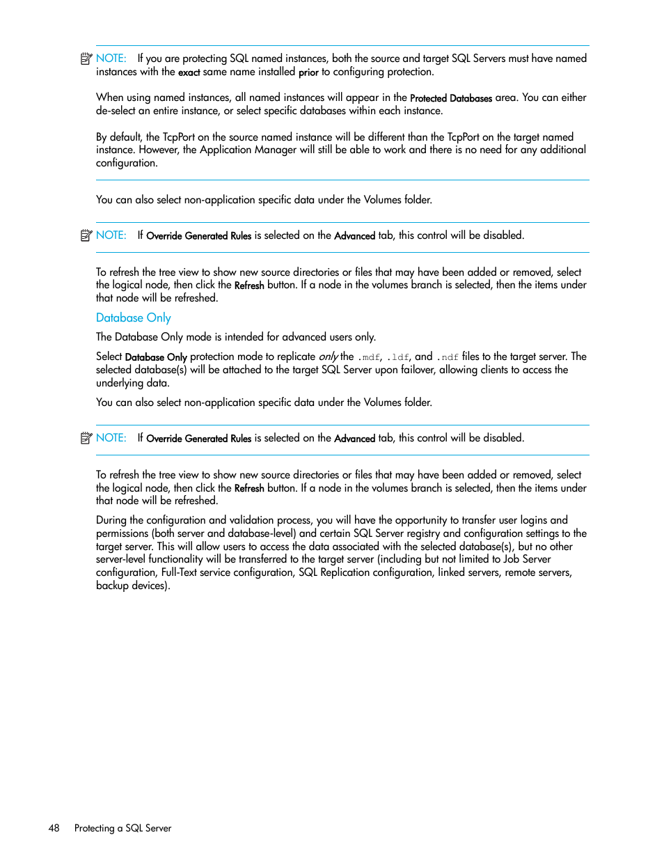 Database only | HP Storage Mirroring V5 Software User Manual | Page 58 / 132