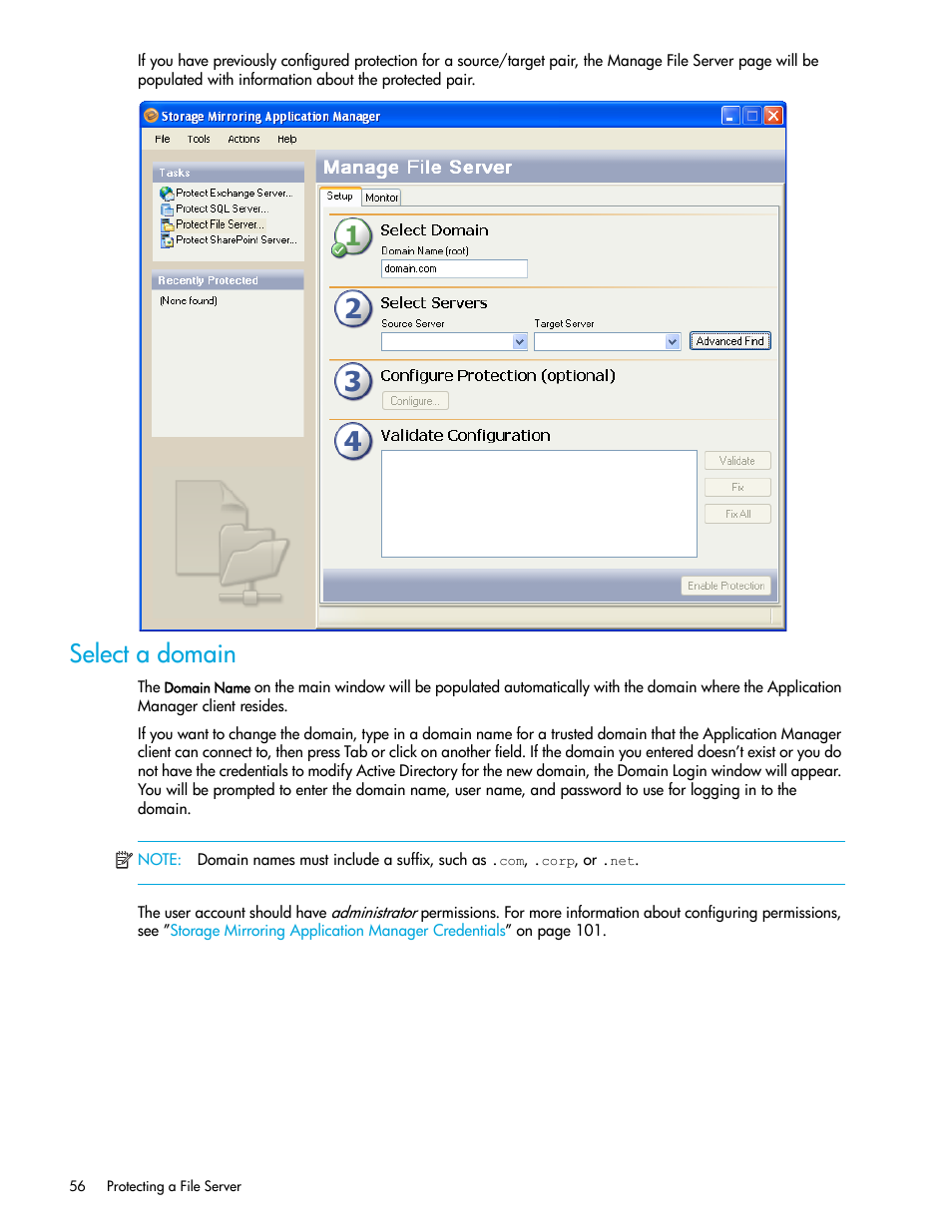 Select a domain | HP Storage Mirroring V5 Software User Manual | Page 66 / 132