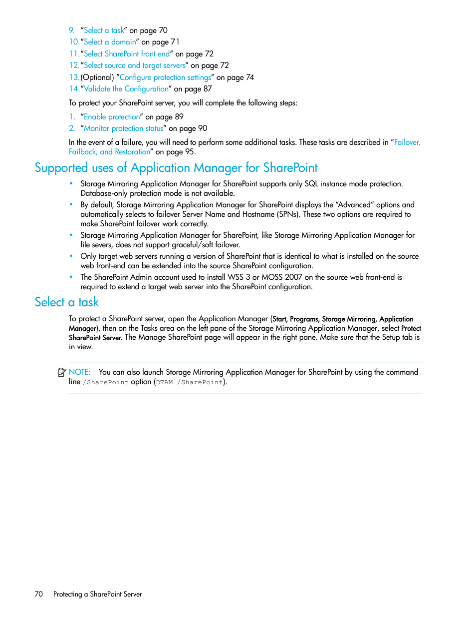 Select a task | HP Storage Mirroring V5 Software User Manual | Page 80 / 132