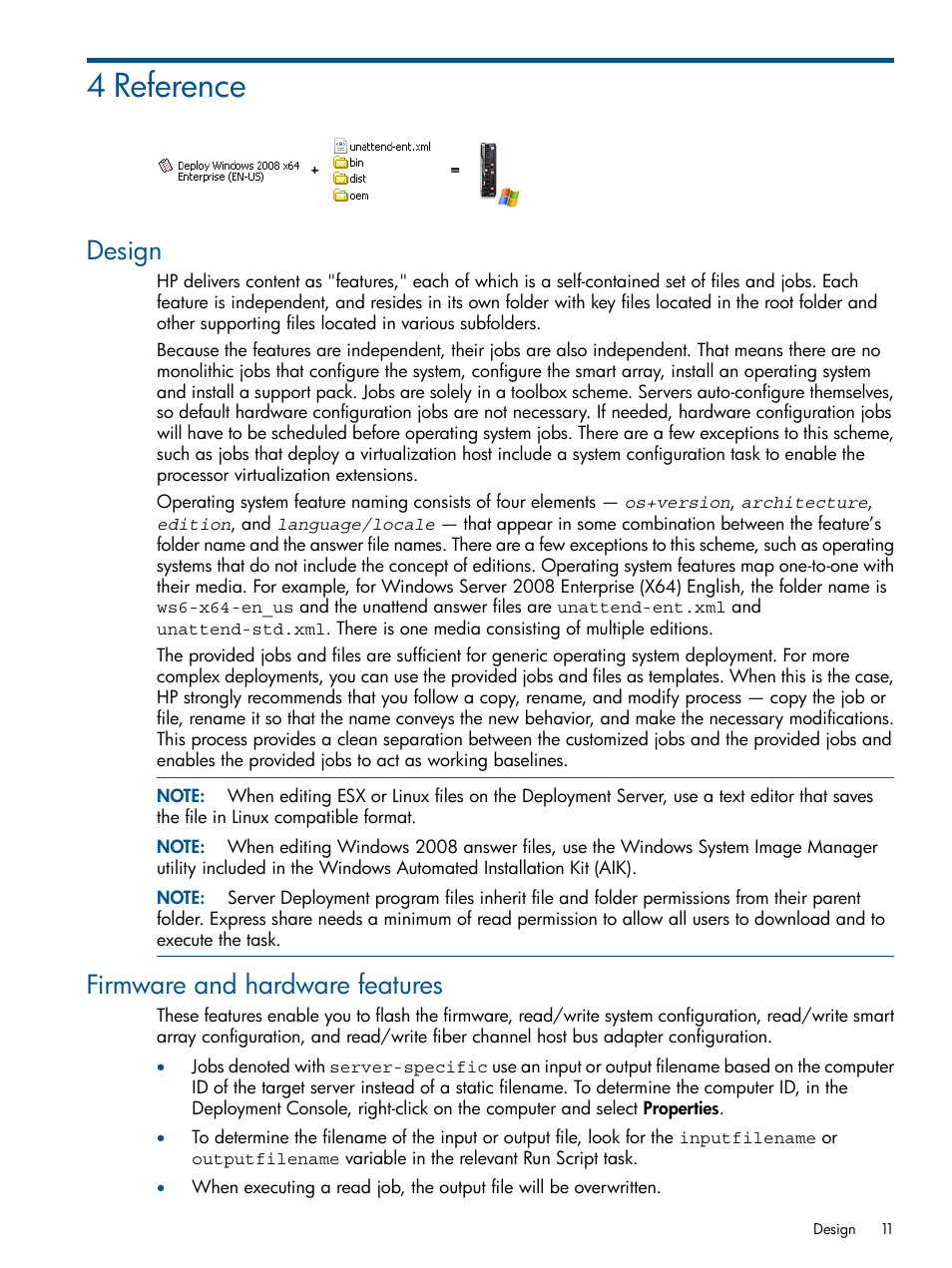 4 reference, Design, Firmware and hardware features | Design firmware and hardware features | HP Insight Control User Manual | Page 11 / 18