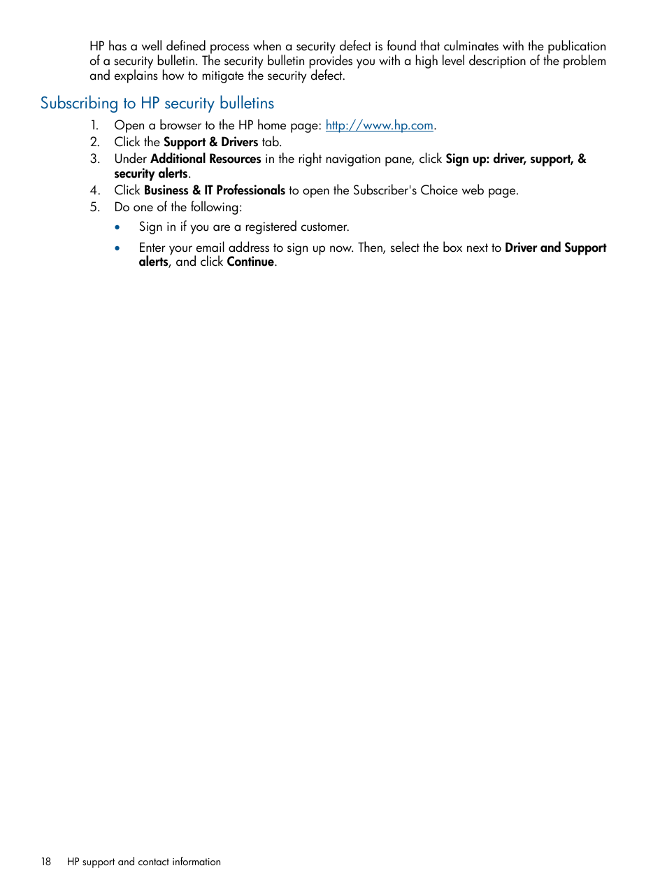 Subscribing to hp security bulletins | HP Insight Control User Manual | Page 18 / 18