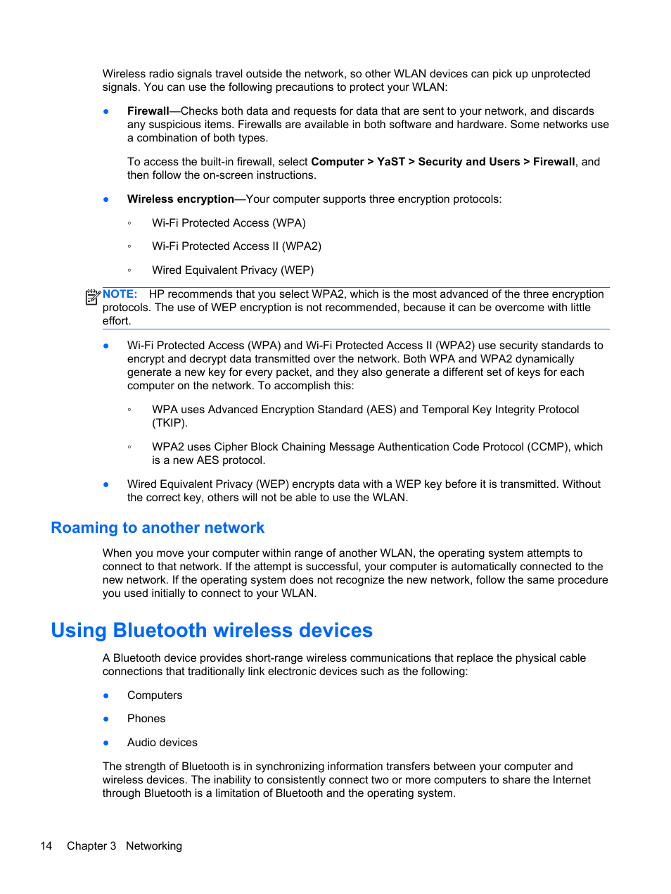 Roaming to another network, Using bluetooth wireless devices | HP Pavilion dm1-4211nr Entertainment Notebook PC User Manual | Page 24 / 82