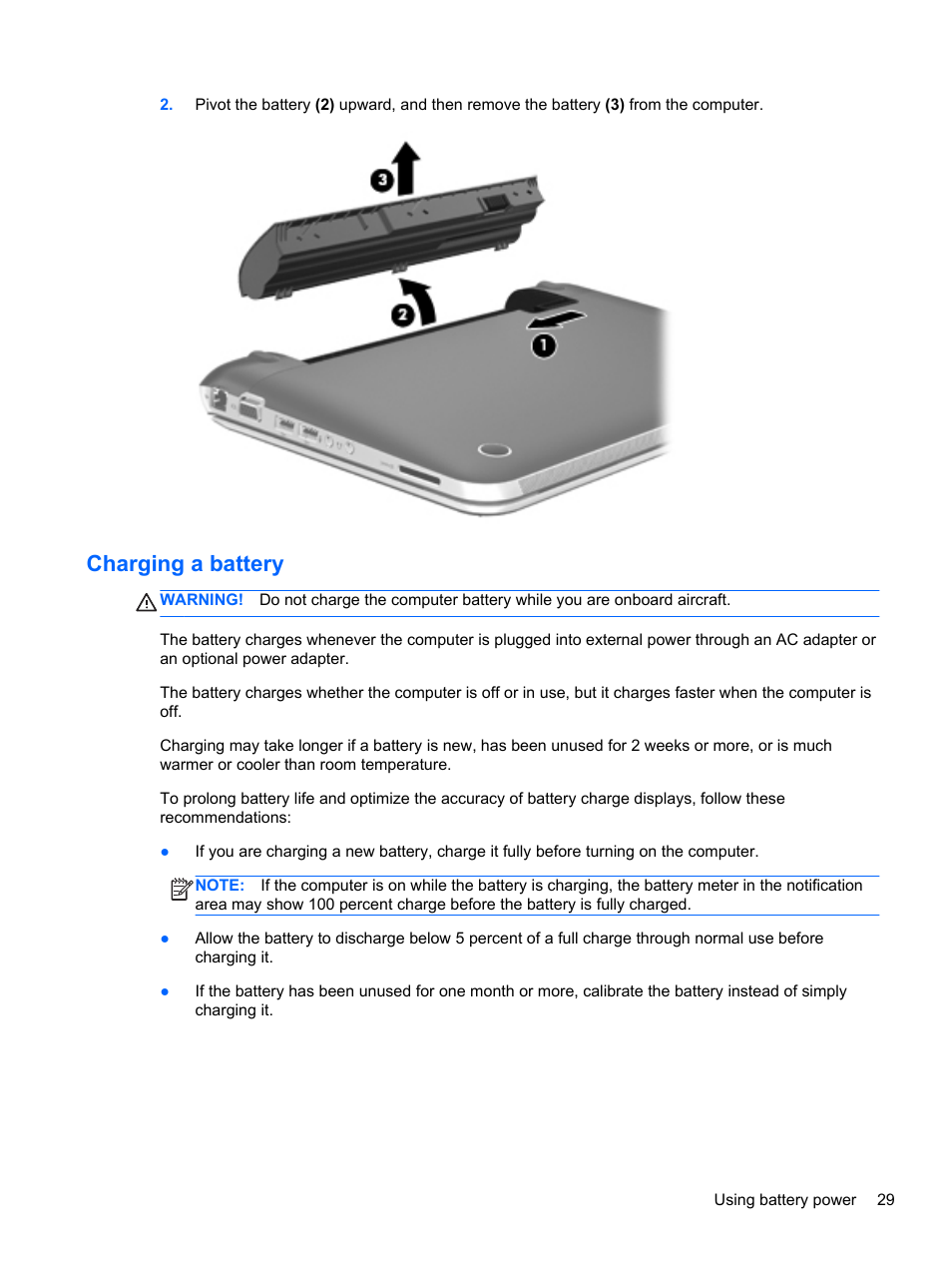 Charging a battery | HP Pavilion dm1-4211nr Entertainment Notebook PC User Manual | Page 39 / 82