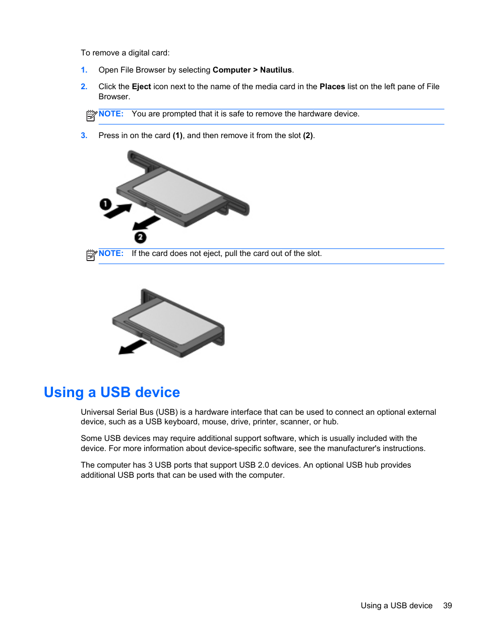 Using a usb device | HP Pavilion dm1-4211nr Entertainment Notebook PC User Manual | Page 49 / 82