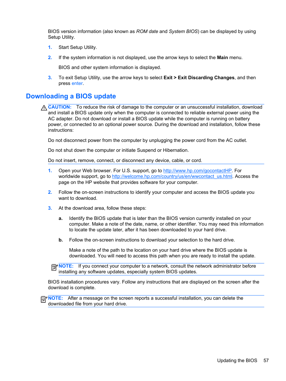 Downloading a bios update | HP Pavilion dm1-4211nr Entertainment Notebook PC User Manual | Page 67 / 82