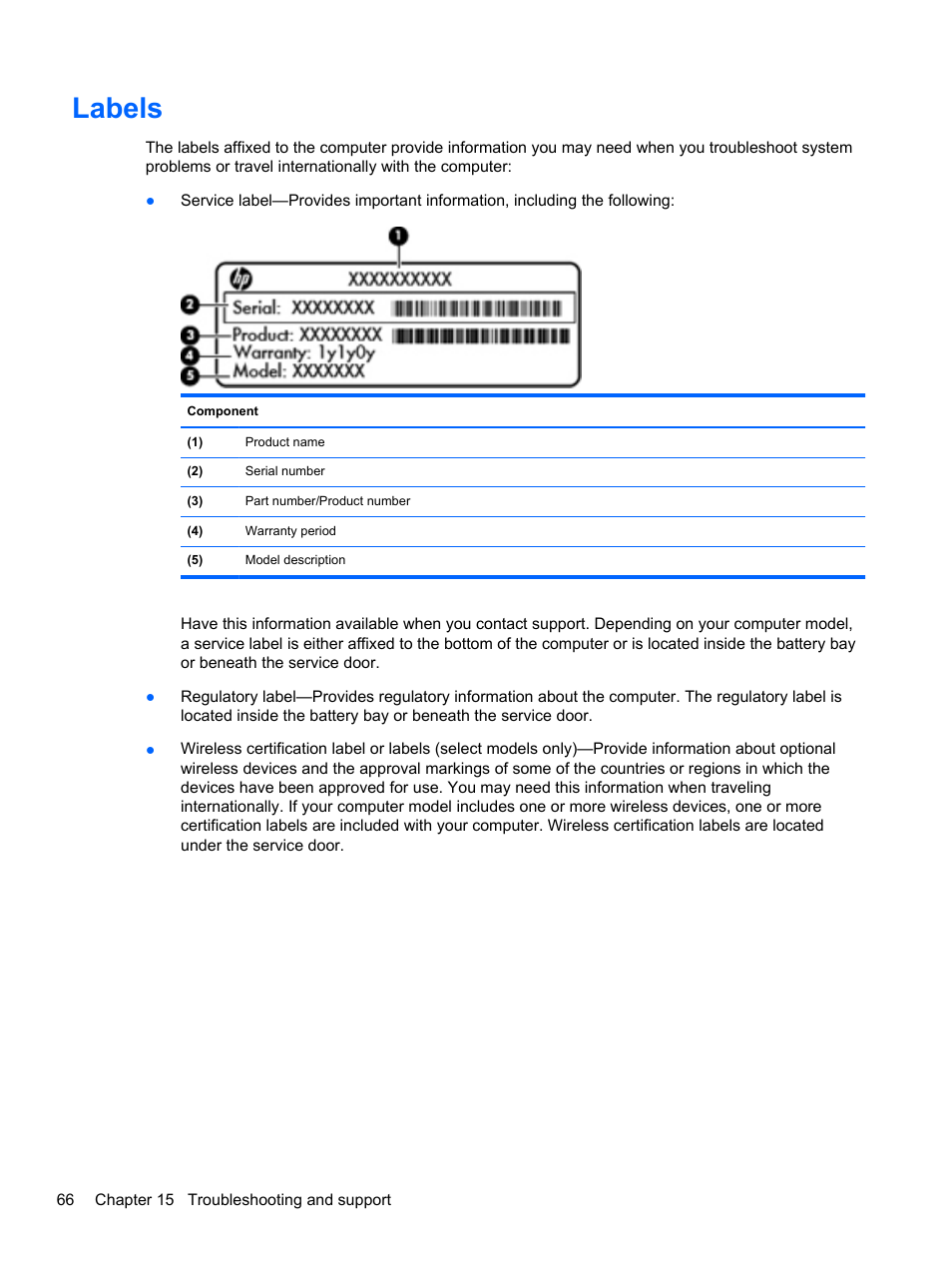 Labels | HP Pavilion dm1-4211nr Entertainment Notebook PC User Manual | Page 76 / 82