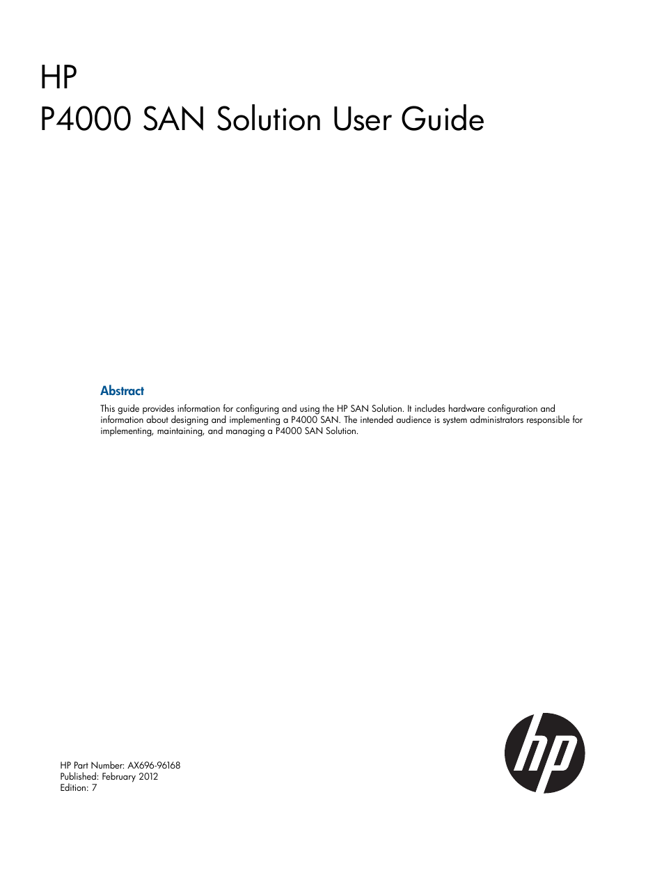 HP LeftHand P4000 Virtual SAN Appliance Software User Manual | 275 pages