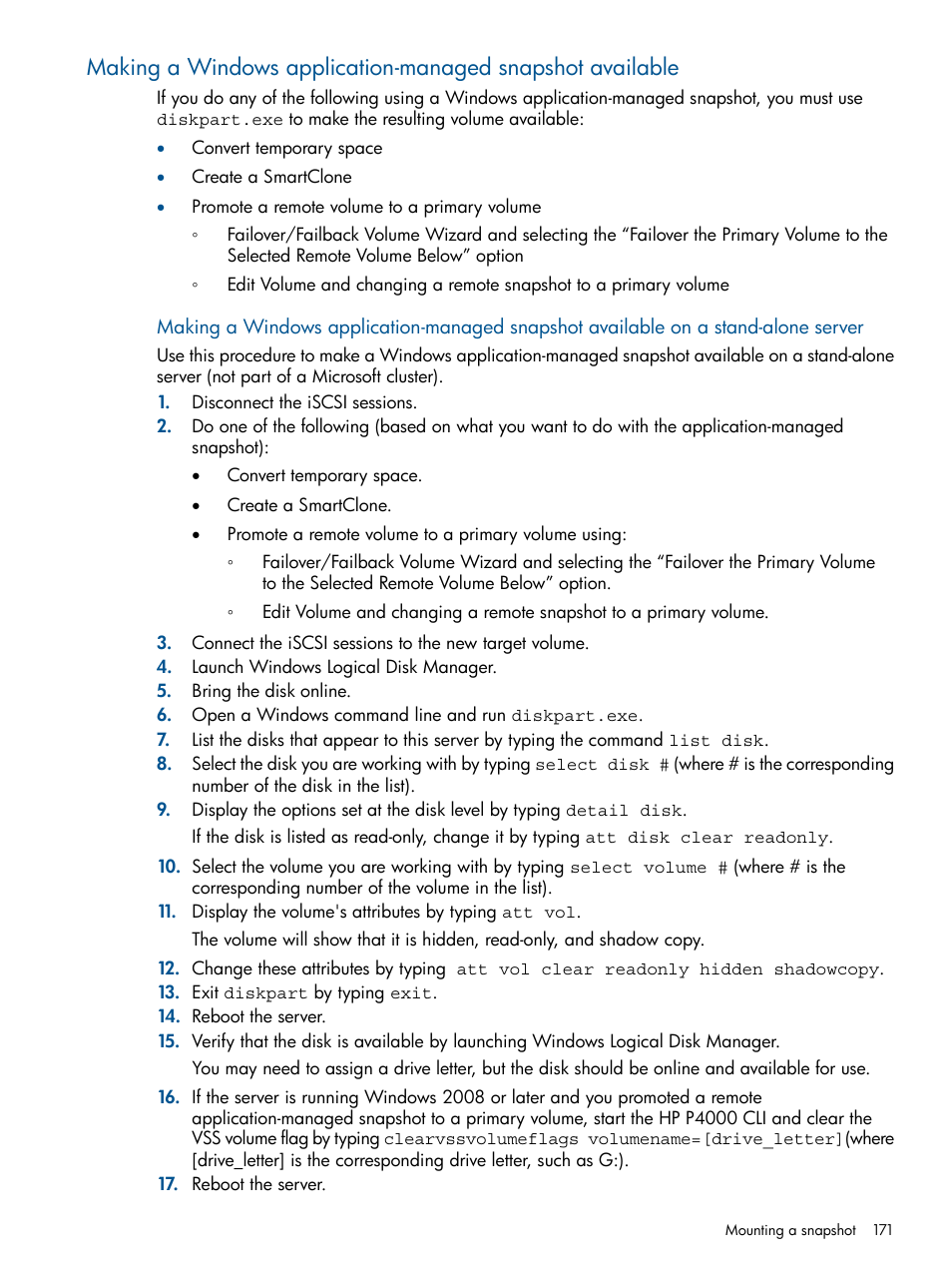 Making a windows | HP LeftHand P4000 Virtual SAN Appliance Software User Manual | Page 171 / 275