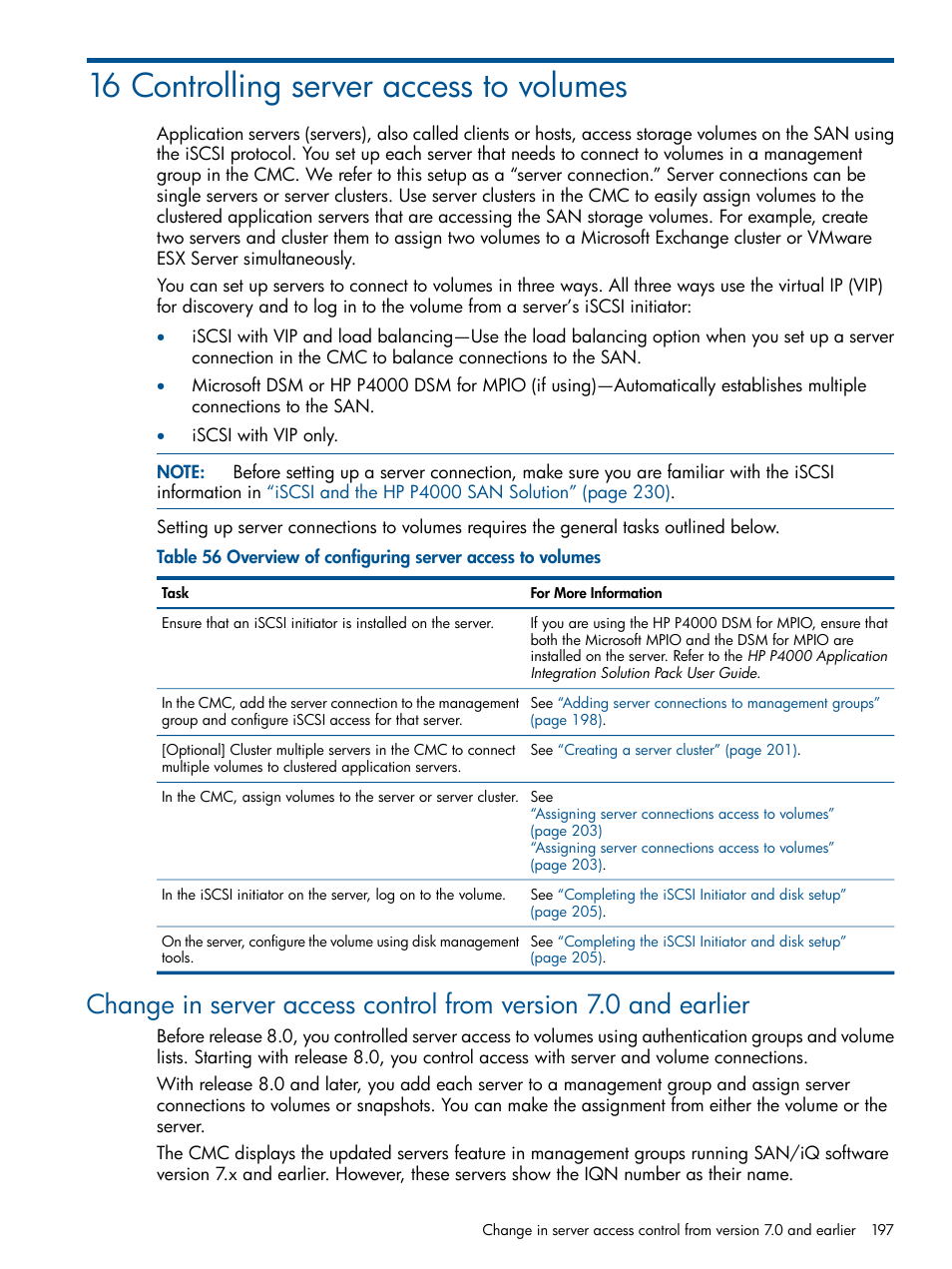 16 controlling server access to volumes, Controlling server | HP LeftHand P4000 Virtual SAN Appliance Software User Manual | Page 197 / 275