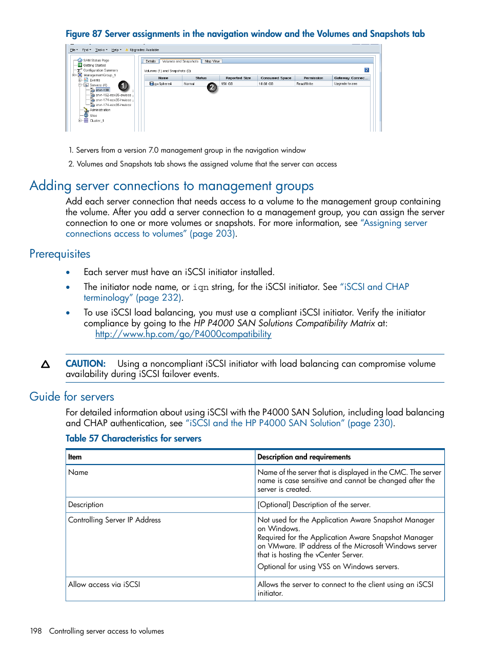 Adding server connections to management groups, Prerequisites, Guide for servers | Prerequisites guide for servers | HP LeftHand P4000 Virtual SAN Appliance Software User Manual | Page 198 / 275