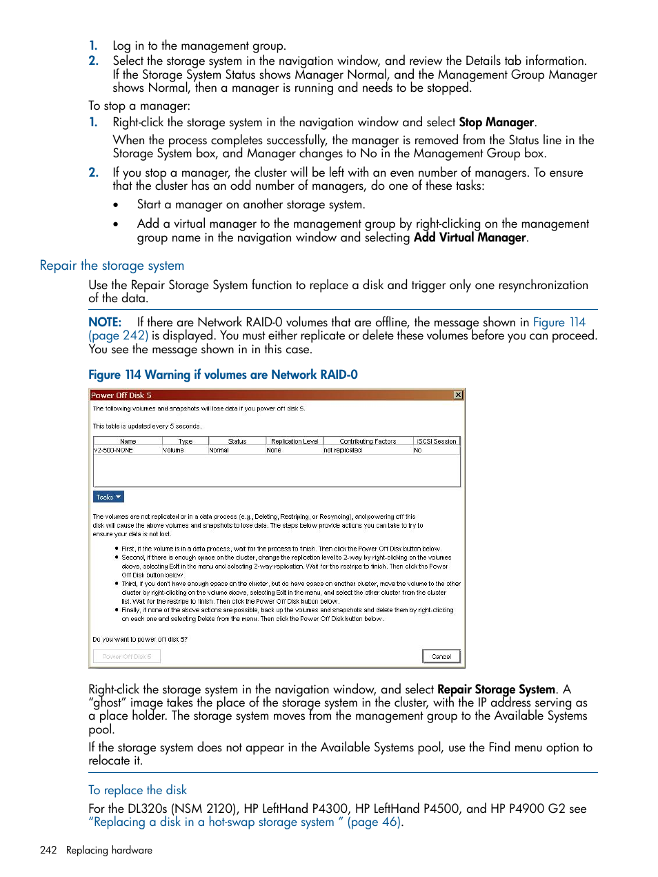 Repair the storage system | HP LeftHand P4000 Virtual SAN Appliance Software User Manual | Page 242 / 275