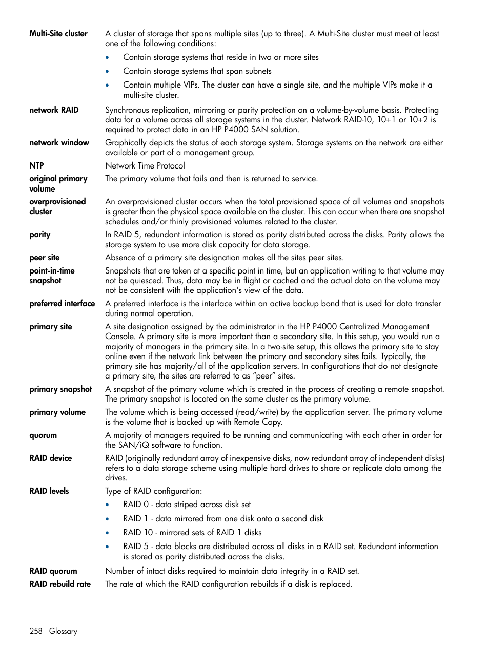 HP LeftHand P4000 Virtual SAN Appliance Software User Manual | Page 258 / 275