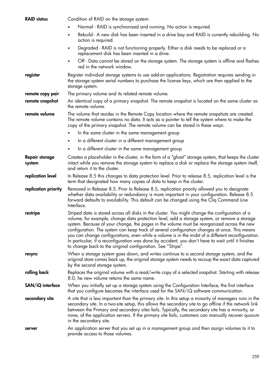 HP LeftHand P4000 Virtual SAN Appliance Software User Manual | Page 259 / 275