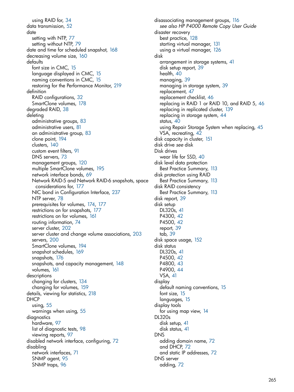 HP LeftHand P4000 Virtual SAN Appliance Software User Manual | Page 265 / 275