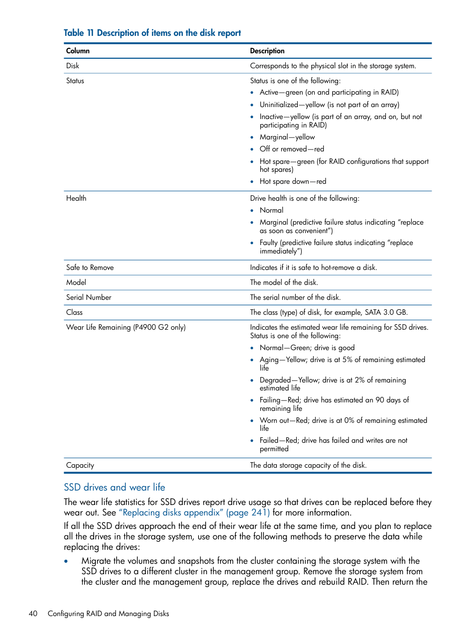 Ssd drives and wear life | HP LeftHand P4000 Virtual SAN Appliance Software User Manual | Page 40 / 275