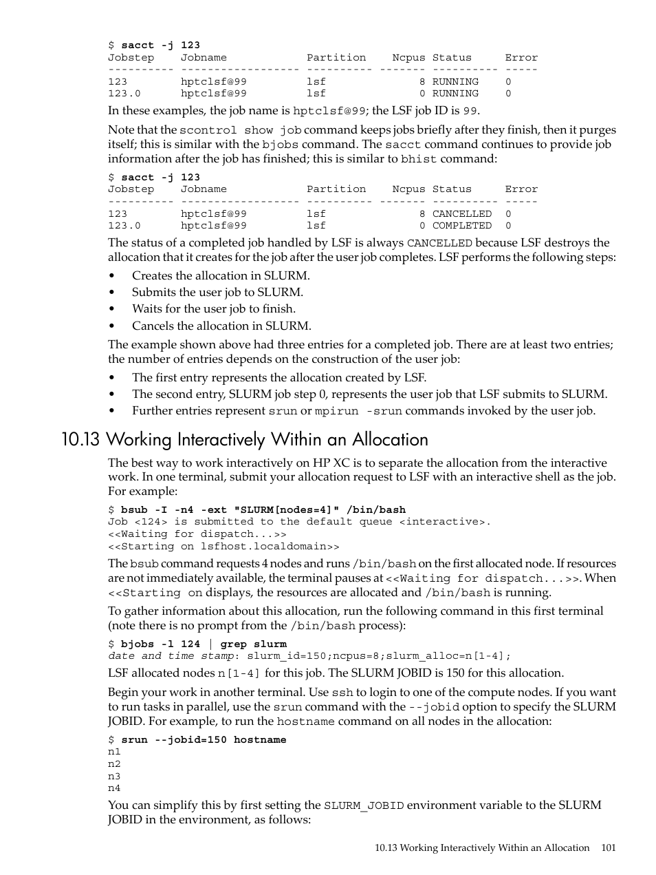 13 working interactively within an allocation | HP XC System 4.x Software User Manual | Page 101 / 135