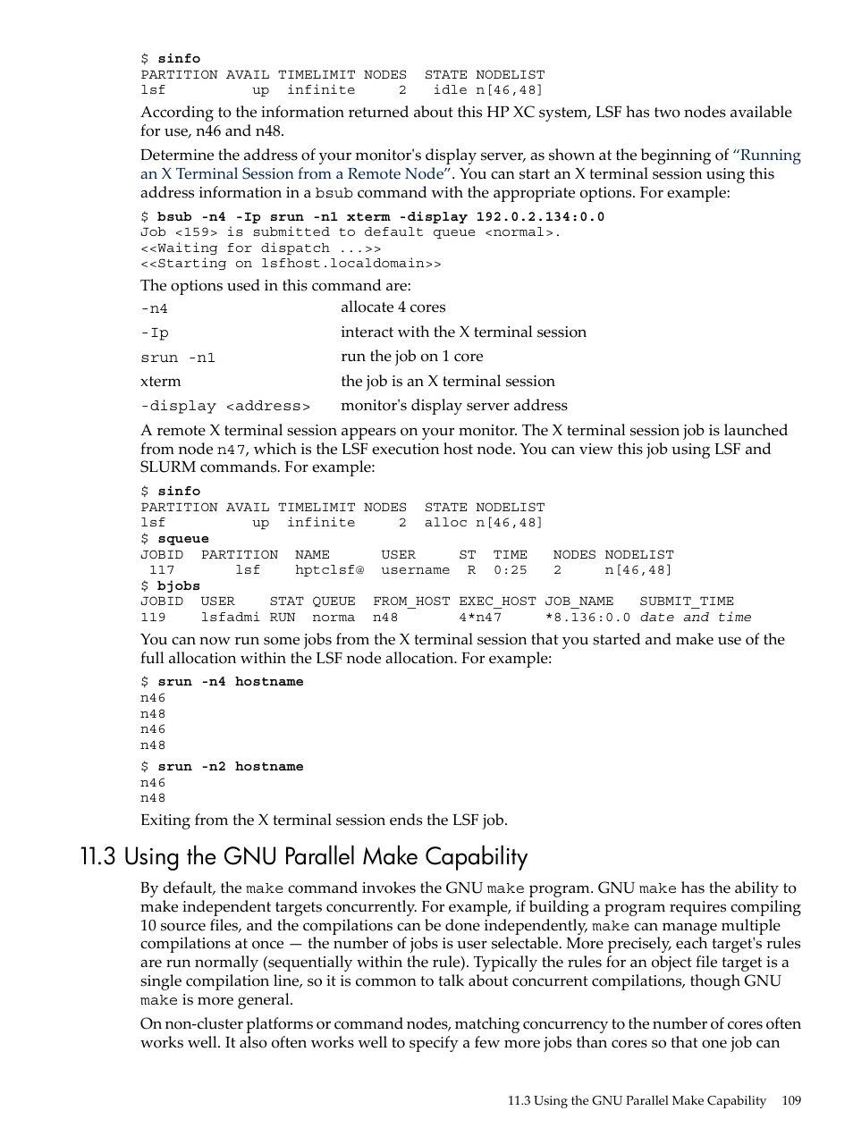 3 using the gnu parallel make capability, Using the gnu parallel make, Capability | HP XC System 4.x Software User Manual | Page 109 / 135