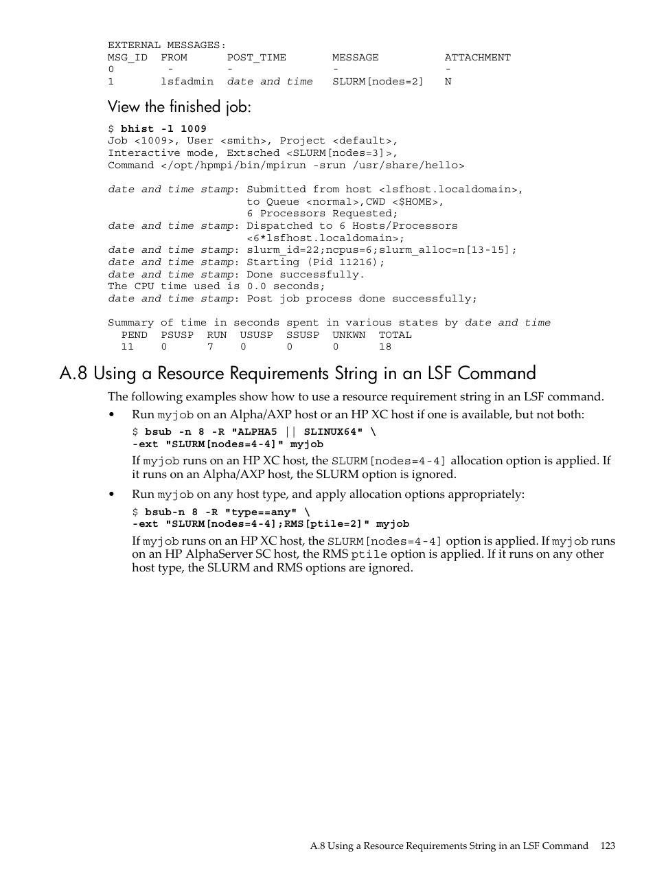 View the finished job | HP XC System 4.x Software User Manual | Page 123 / 135