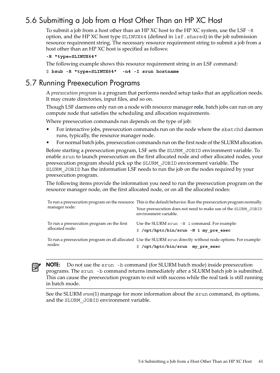 7 running preexecution programs | HP XC System 4.x Software User Manual | Page 61 / 135