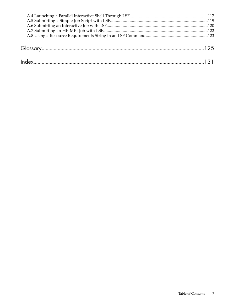 Glossary index | HP XC System 4.x Software User Manual | Page 7 / 135