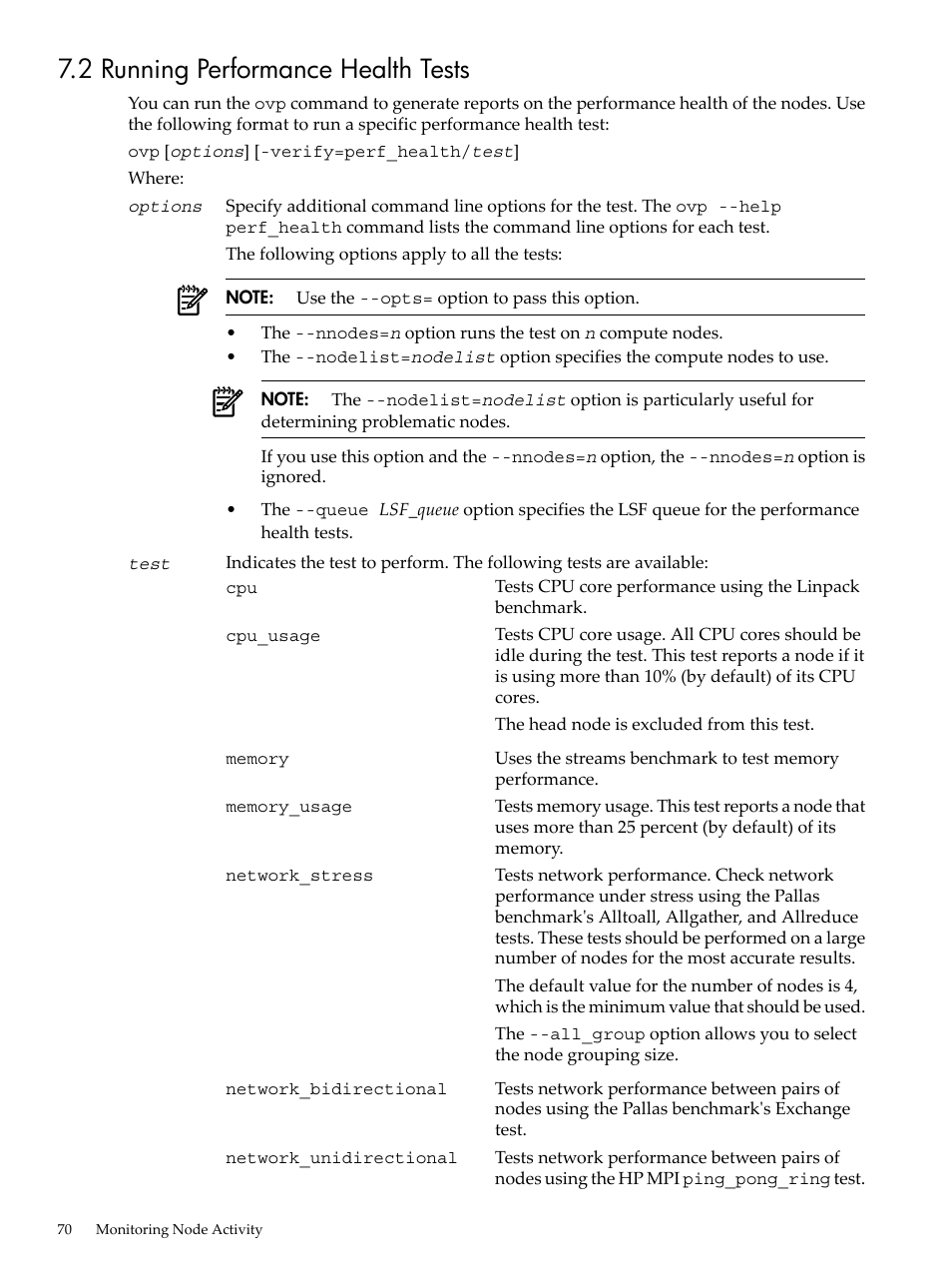 2 running performance health tests | HP XC System 4.x Software User Manual | Page 70 / 135