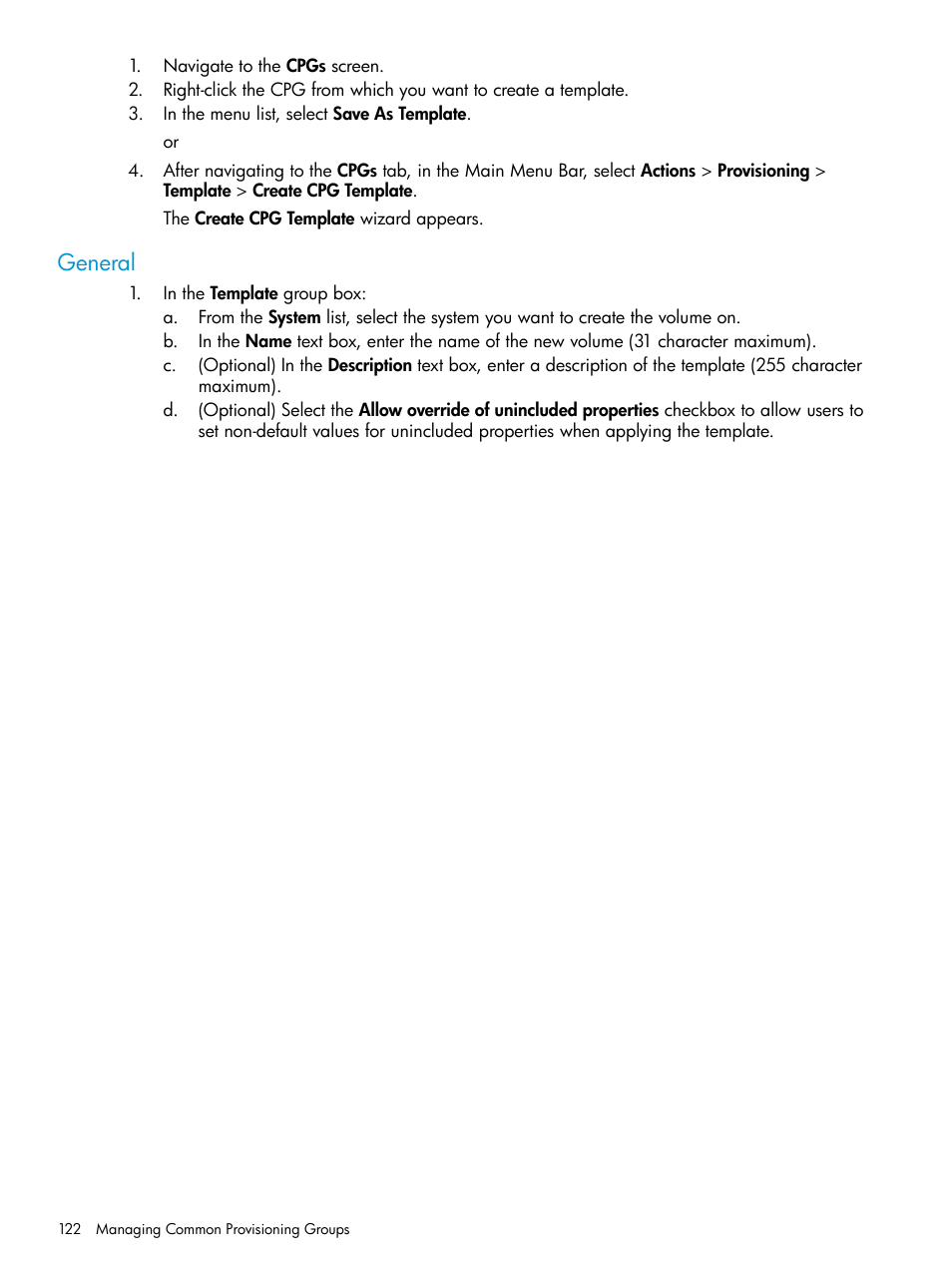 General | HP 3PAR Operating System Software User Manual | Page 122 / 524