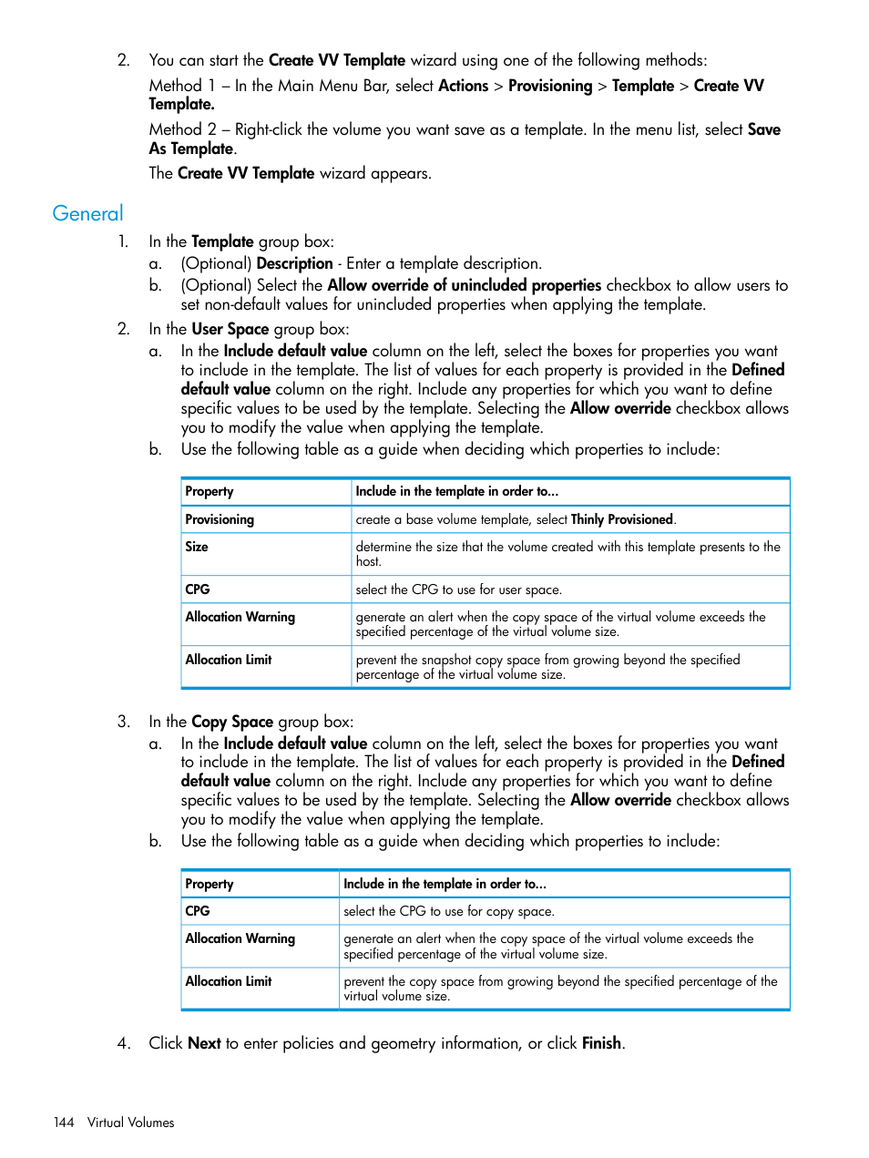 General | HP 3PAR Operating System Software User Manual | Page 144 / 524