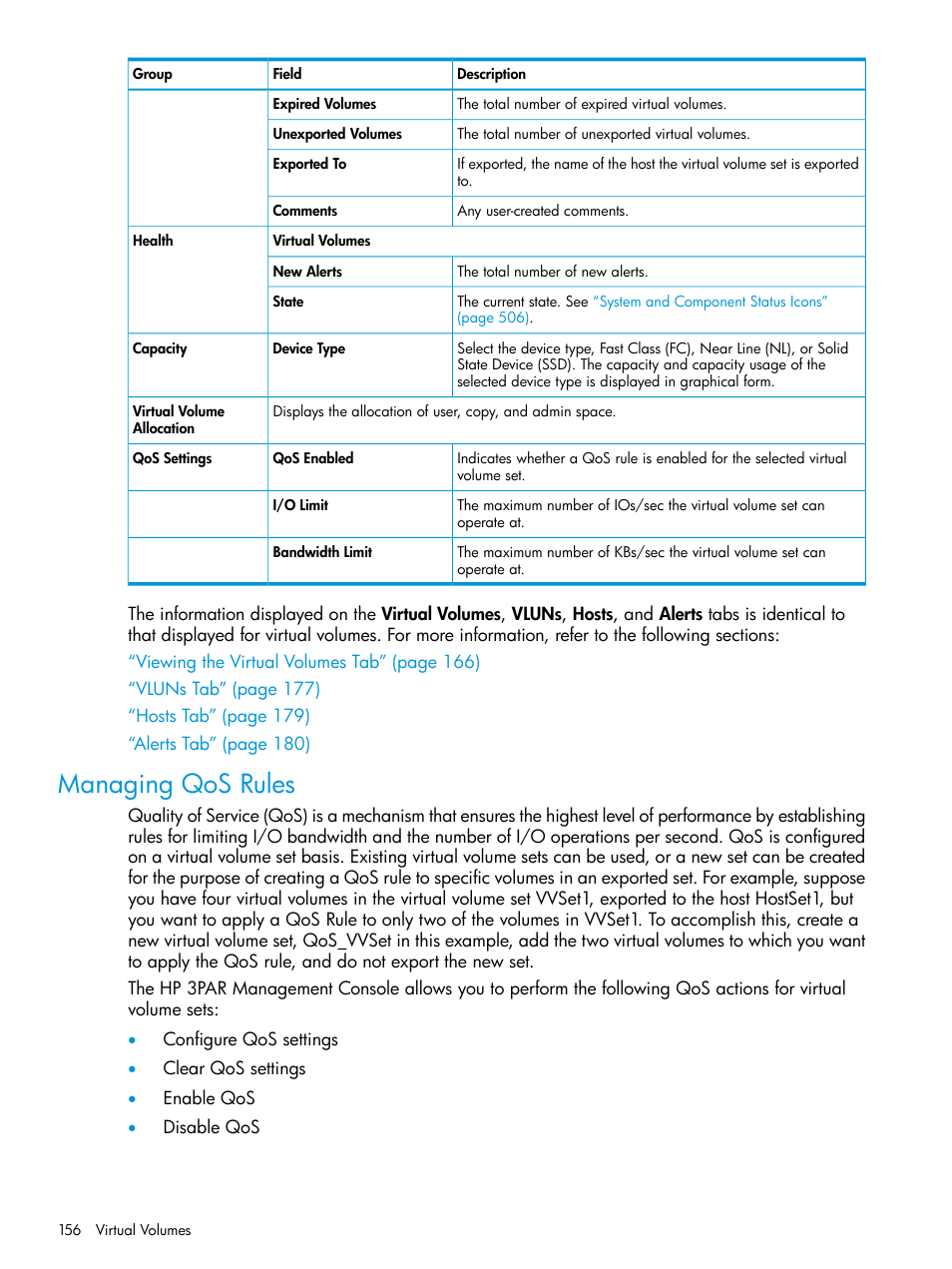 Managing qos rules | HP 3PAR Operating System Software User Manual | Page 156 / 524