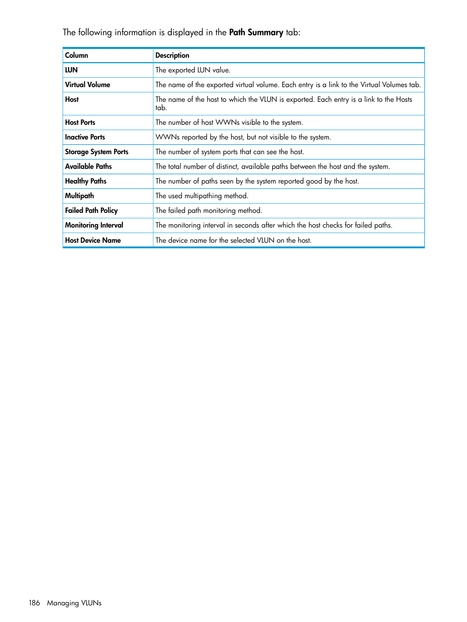 HP 3PAR Operating System Software User Manual | Page 186 / 524